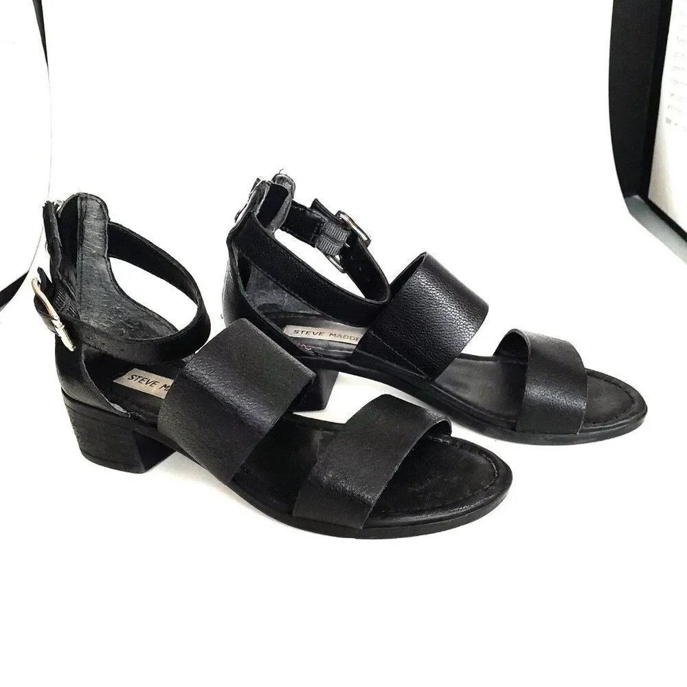 Women Steven Madden Shoes Black Strappy Heel Size 6.5M